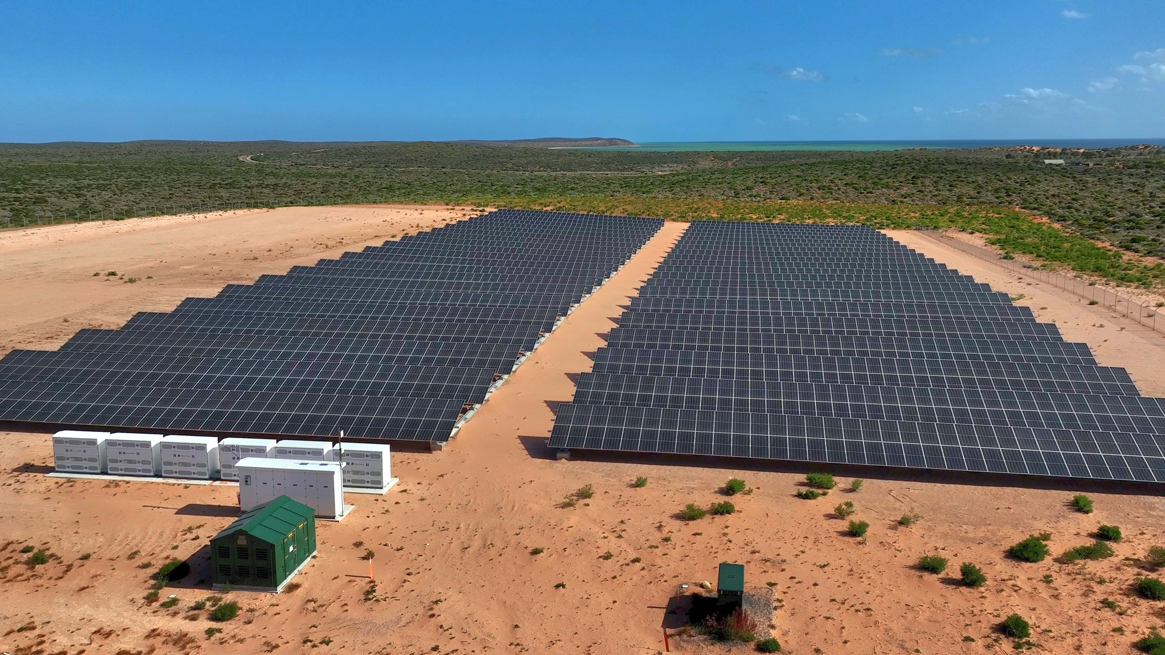 Aerial shot of a solar farm 
