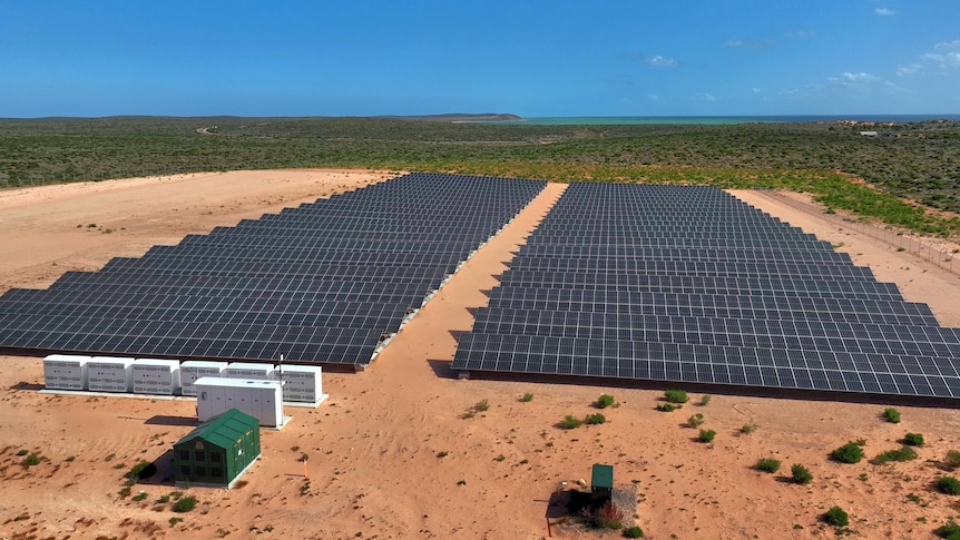 Aerial shot of a solar farm 