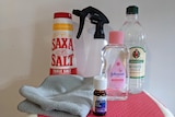 Some vinegar, clove oil, salt, baby oil and a water sprayer.