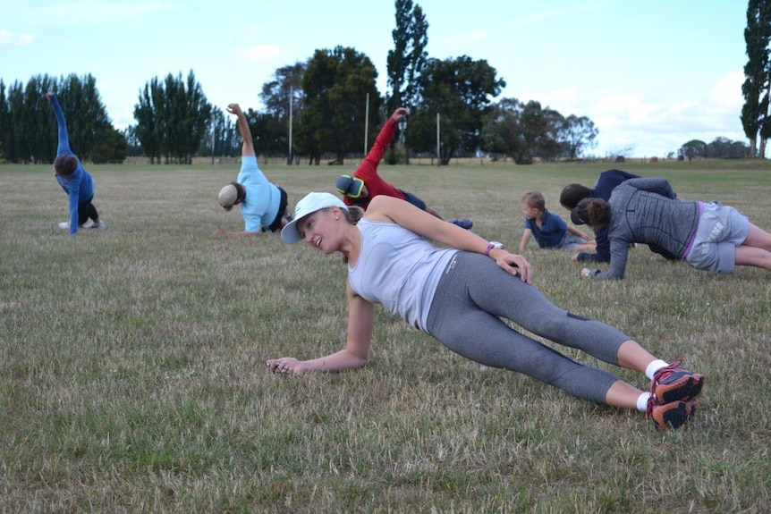 Ginny Stevens takes part in exercise as part of the Active Farmers program