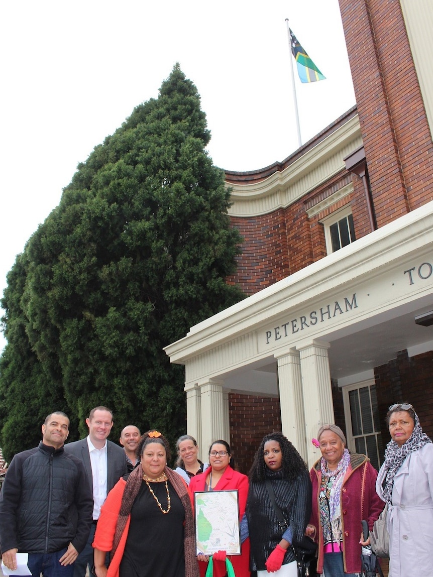 South Sea Islander flag flies atop the Petersham Town Hall