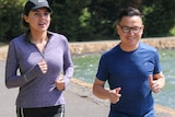 Farishta Arzoo and Zaki Haidari run by the lake.