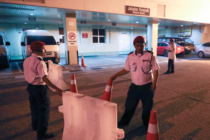 Hospital security personnel at a hospital in Putrajaya, Malaysia
