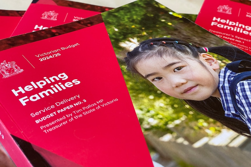 red brochure with school girl on the front