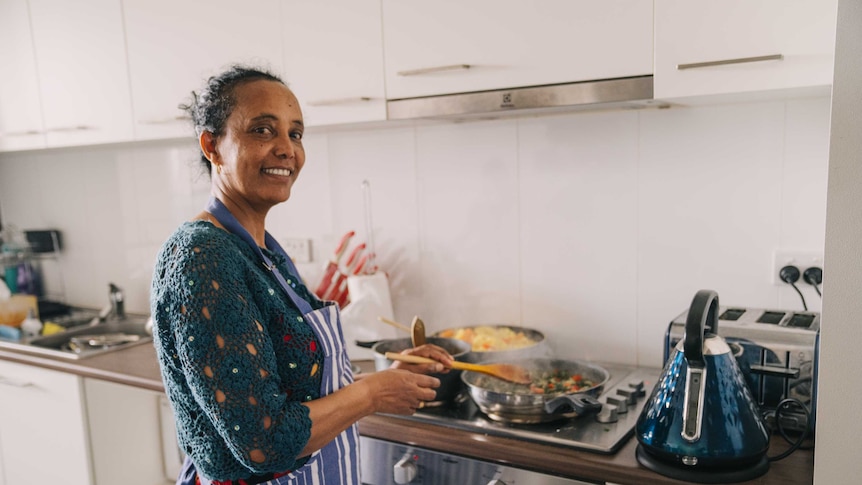 Genet, a refugee from Ethiopia and one of the featured cooks for Asylum Seeker Resource Centre's Feast 4 Freedom 2020 fundraiser