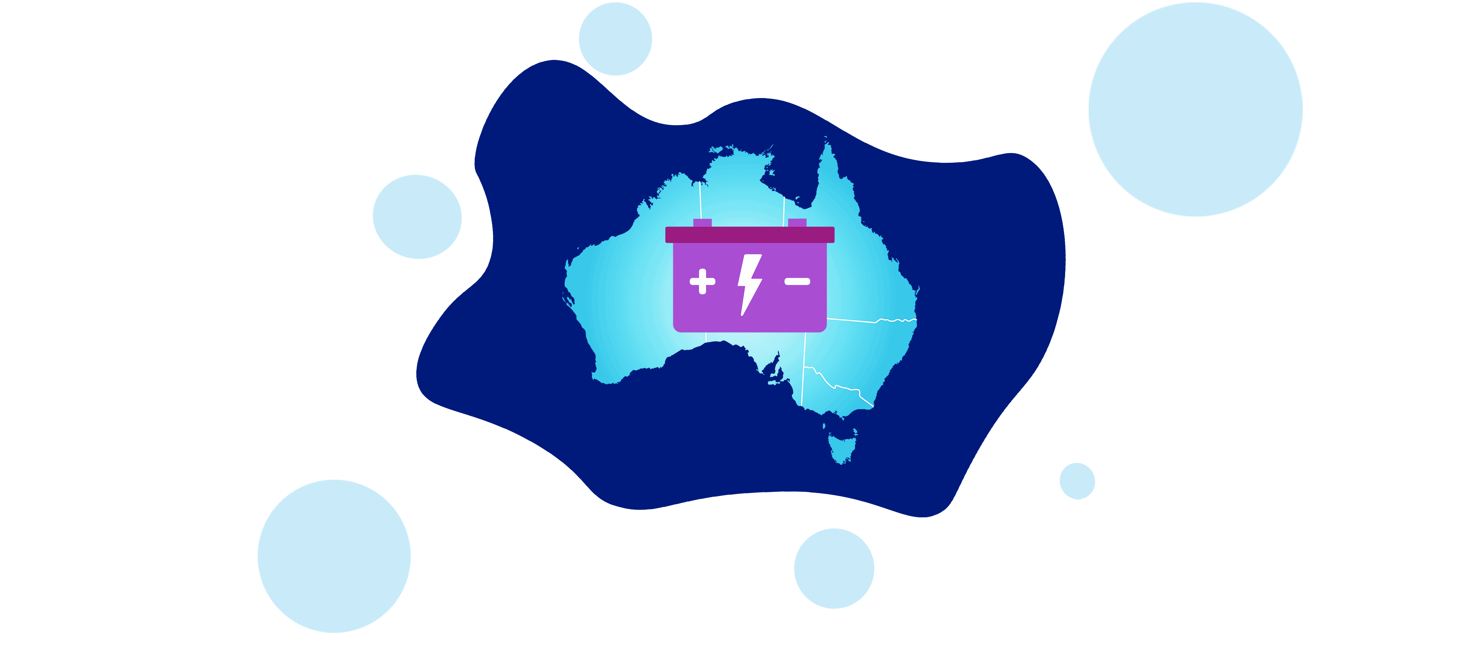 An illustration of a map of Australia with an electricity symbol.