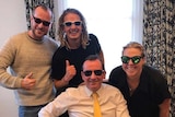 WA Premier Mark McGowan in sunglasses with FM radio hosts Heidi, Will and Woody.