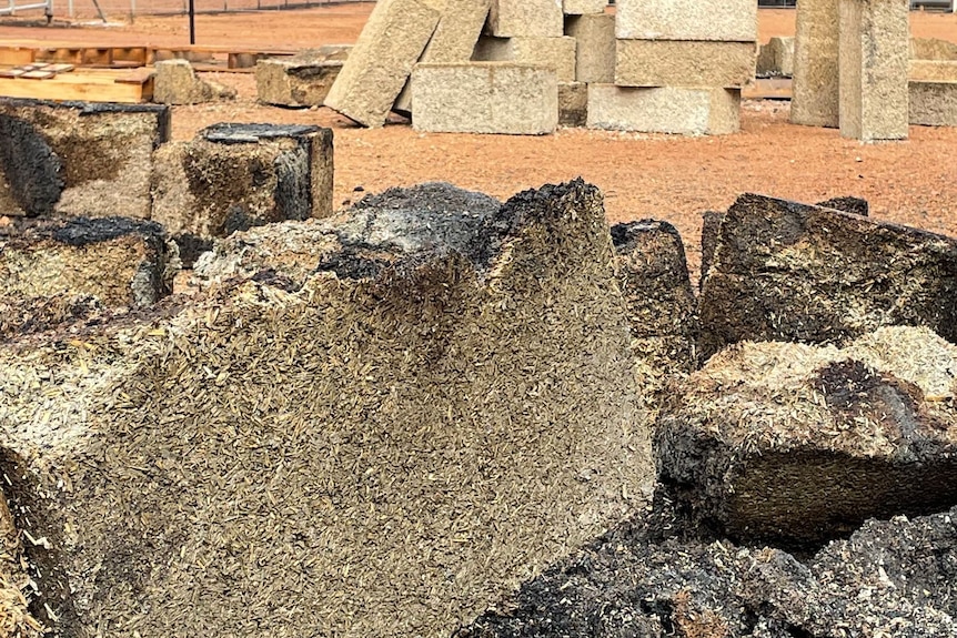 Barely harmed hemp brick after a fire.