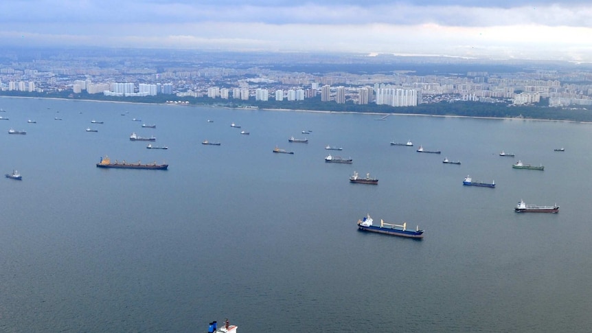 Singapore Strait at the mouth of the Malacca Strait