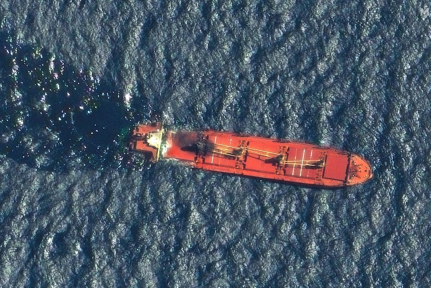 A satellite image of a ship 