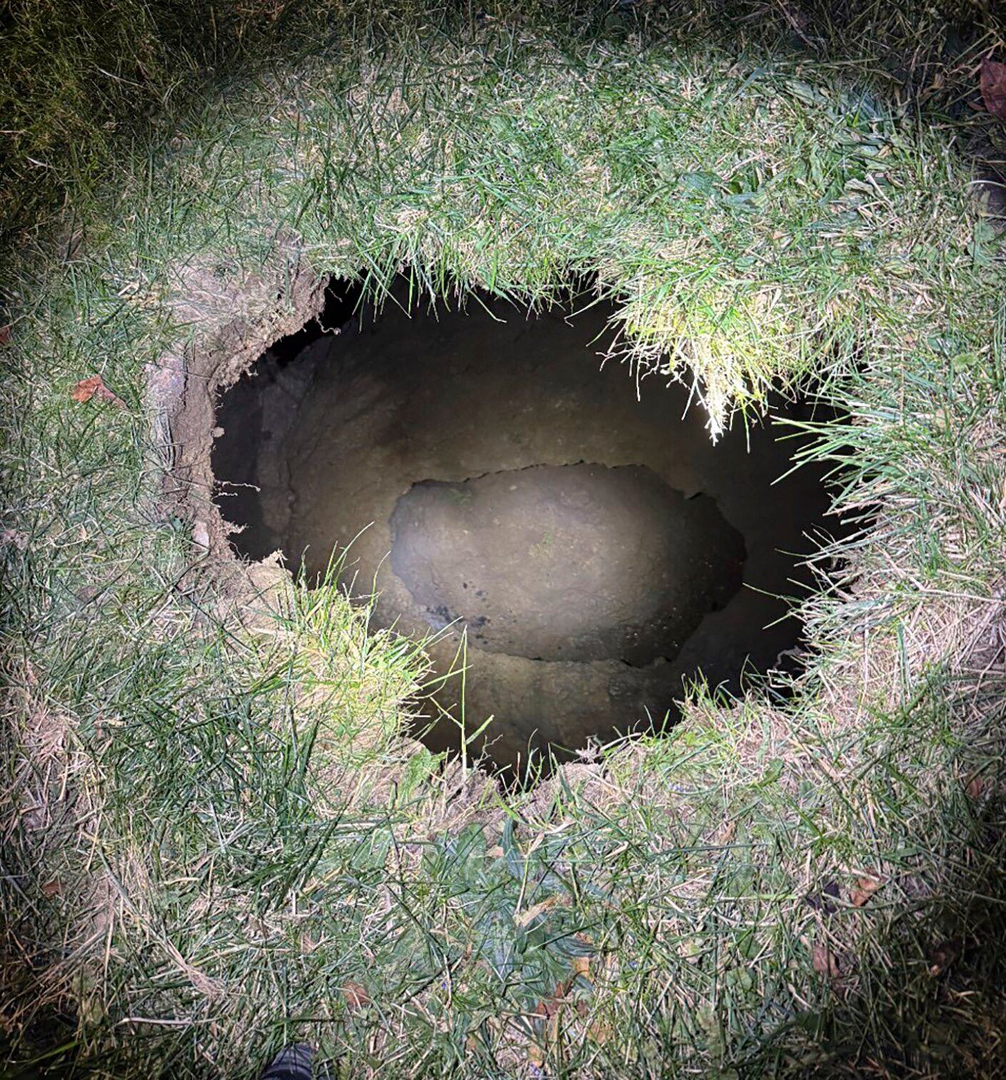 A view down into a sinkhole.