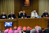 Pope Francis prays during the synod
