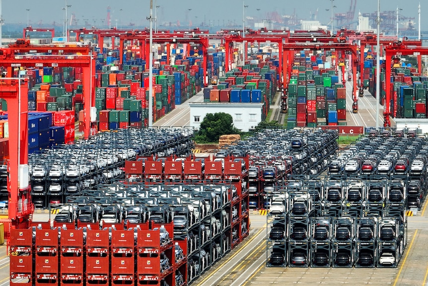 Electric vehicles waiting to be shipped