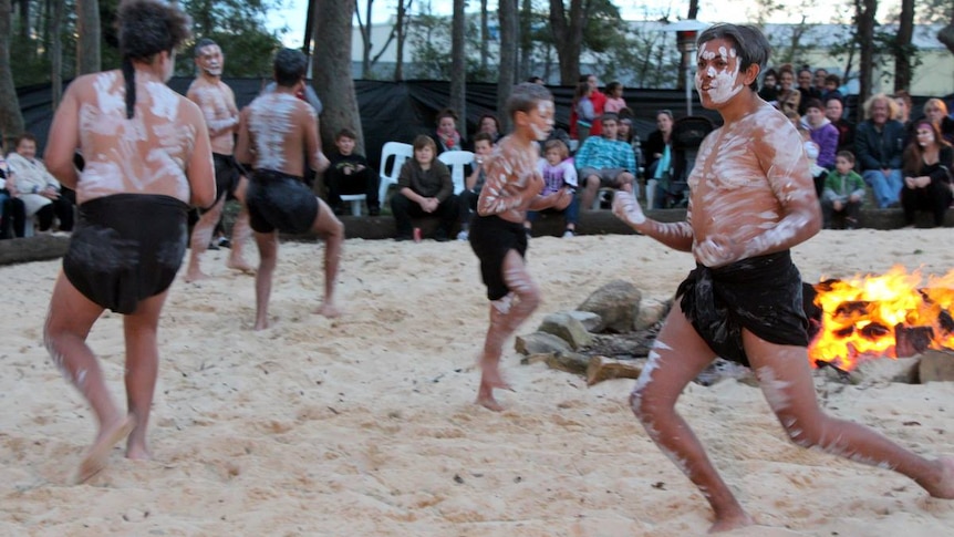 Boys performing at the Mindaribba Corroboree at the start of NAIDOC week 2014.