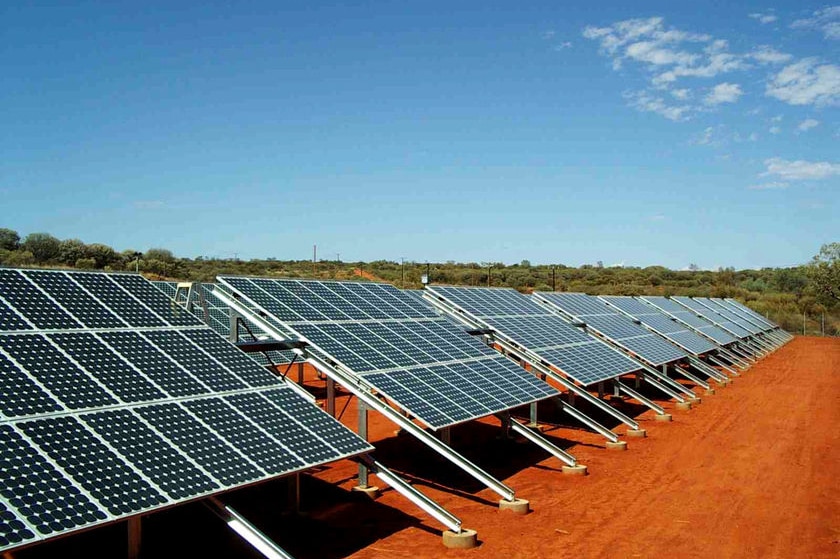 A row of solar panels.