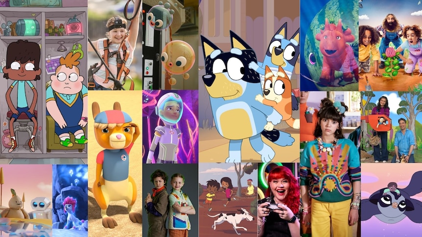 Collage of ABC Children's programs including PM's Daughter, Strange Chores, Wildlifers and Kangaroo Beach