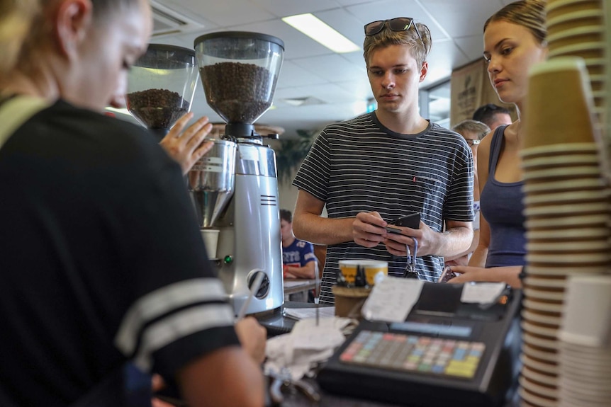 Customers at the Wheelhouse Coffee cafe in Lawnton.