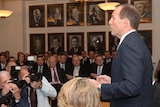 PM-elect Tony Abbott addresses joint partyroom meeting