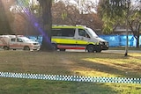 The man's body was found lying under a tree in a grassed area about 15 metres from the roadway.