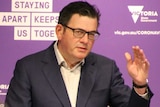 Victorian Premier Daniel Andrews gestures during his daily press conference on August 18, 2020.