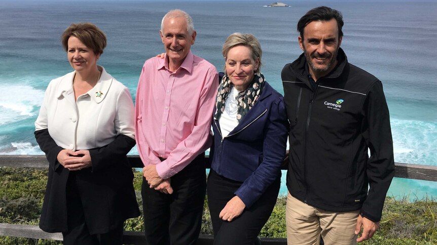 Carnegie's CEO Michael Ottaviano at the Sand Patch site with Minister Alannah MacTiernan and others.