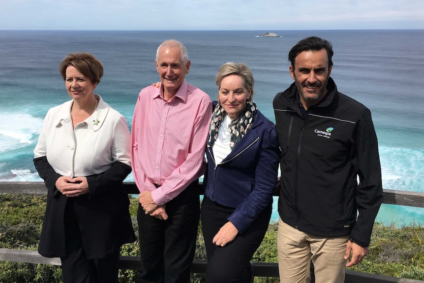 Carnegie's CEO Michael Ottaviano at the Sand Patch site with Minister Alannah MacTiernan and others.