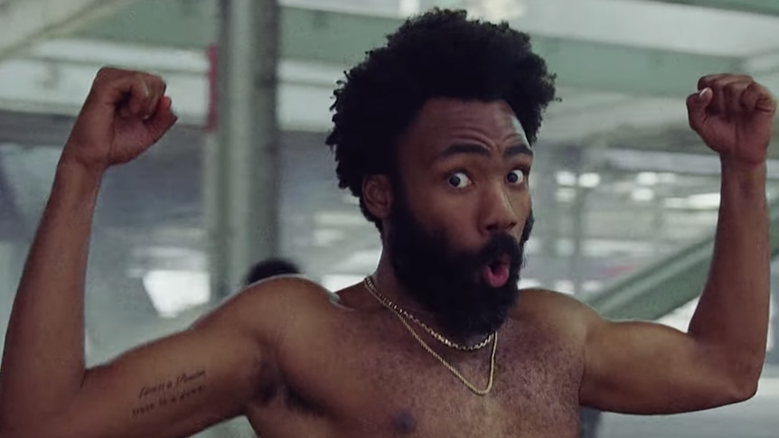 A screencap from Childish Gambino's 2018 music video for 'This Is America'