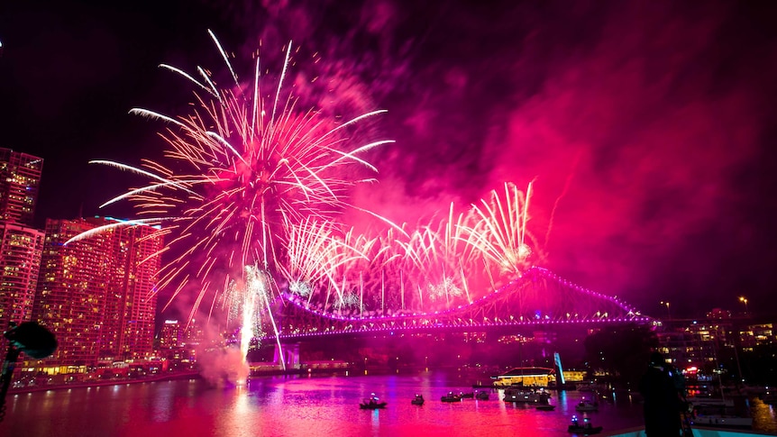 Colourful fireworks erupt on Brisbane's Story Bridge