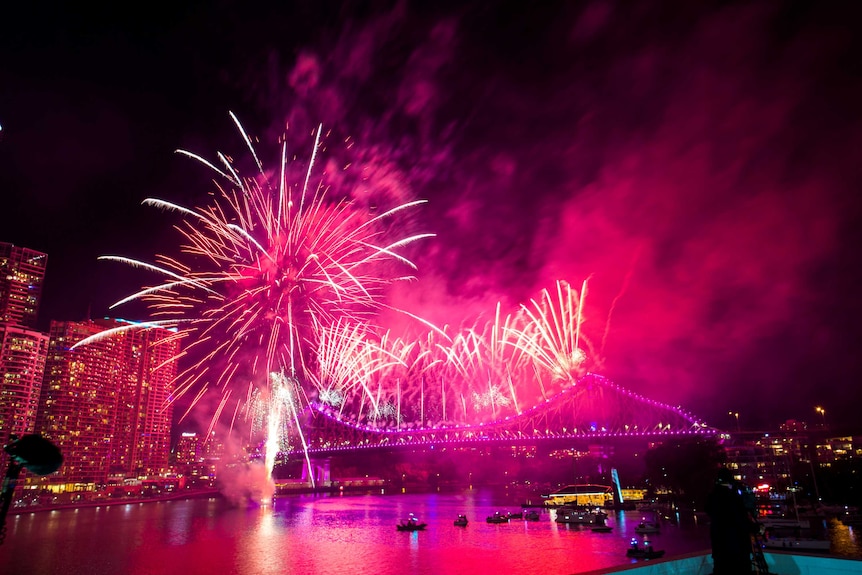 Colourful fireworks erupt on Brisbane's Story Bridge