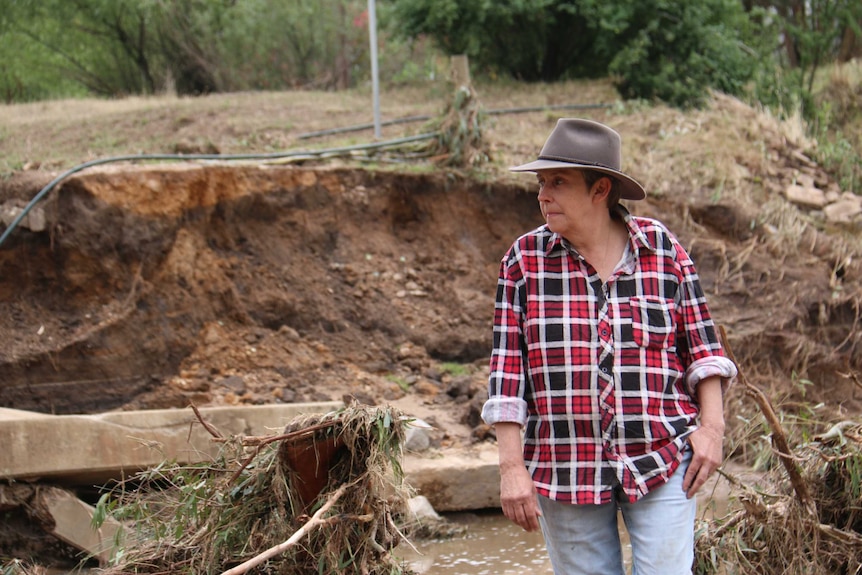 Maree McInnes walks on her property at Tarrawingee, Victoria.