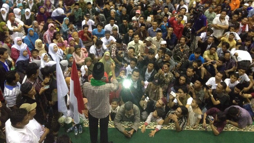 Indonesian presidential candidate Joko Widodo addresses an Islamic Boarding School