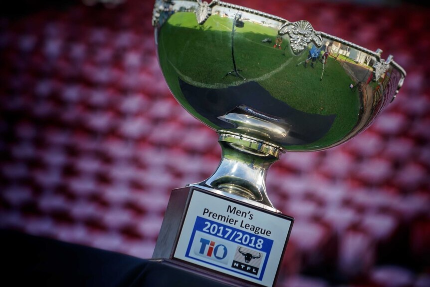 The 2017-18 NTFL men's premiership trophy.