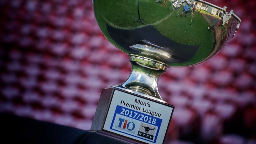 The 2017-18 NTFL men's premiership trophy.