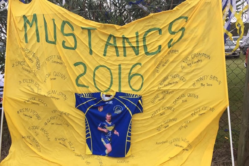 A Murwillumbah Mustangs memorial jumper honouring Grant Cook