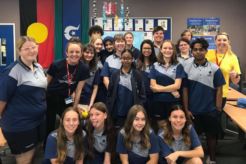 Students in uniform from Pimlico State High School in Townsville