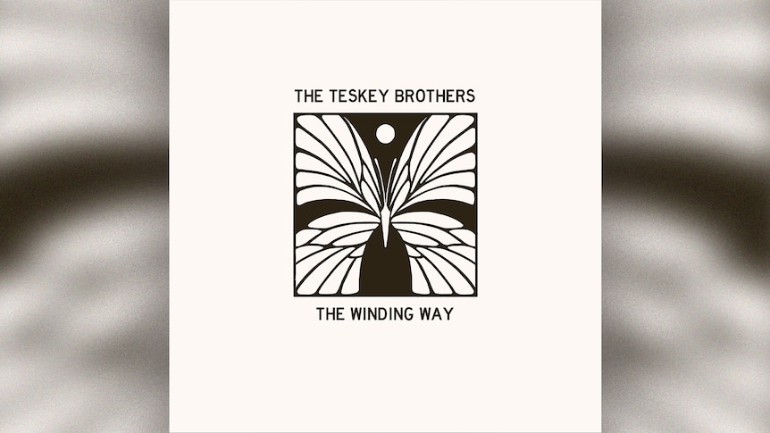 a pattern in the middle of a plain cream album cover and the words the teskey brother the winding way