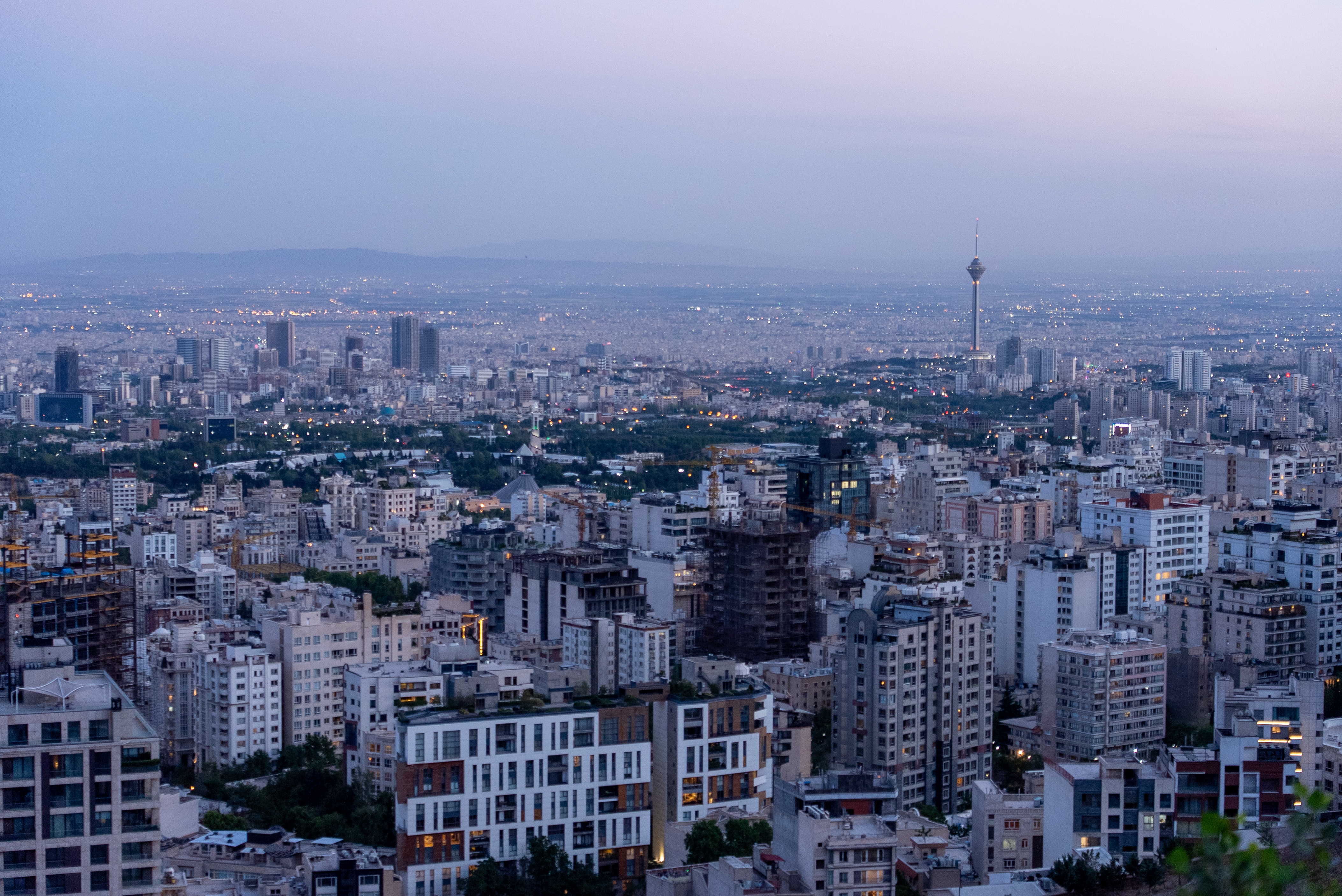 The city of Tehran viewed from a lookout.