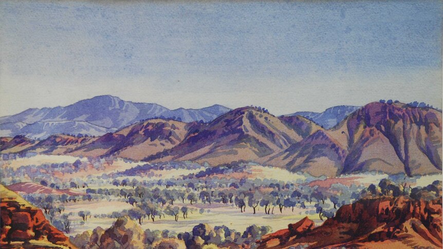 Albert Namatjira, Glen Helen Country, (undated), Watercolour on paper, 25 x 34 cm