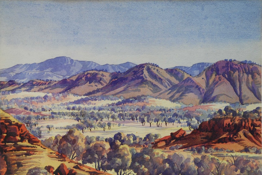 Albert Namatjira, Glen Helen Country, (undated), Watercolour on paper, 25 x 34 cm