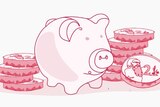 An illustration of a pig with $2 coins
