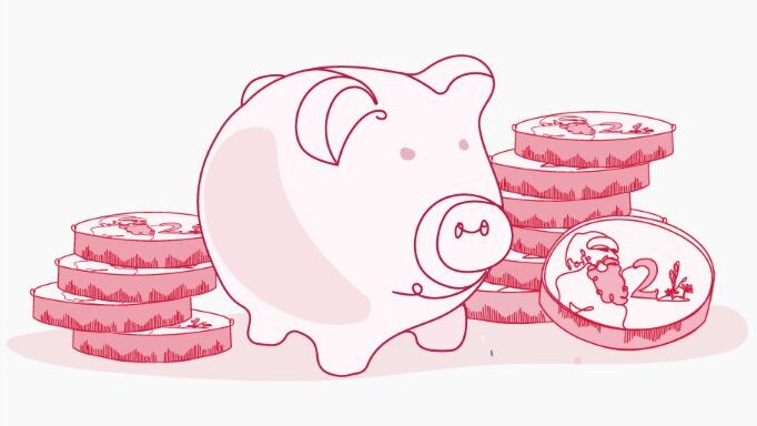 An illustration of a pig with $2 coins