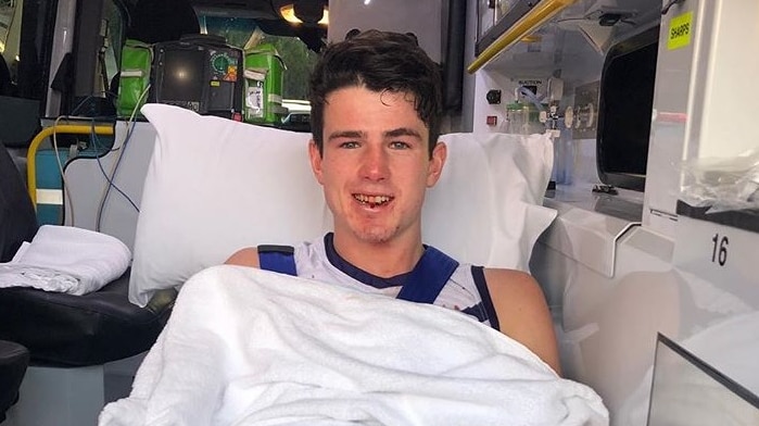 An Instagram photo of Andrew Brayshaw in an ambulance after the incident.