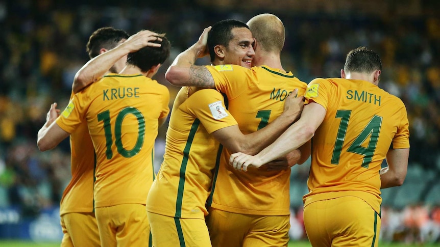 The Socceroos celebrate