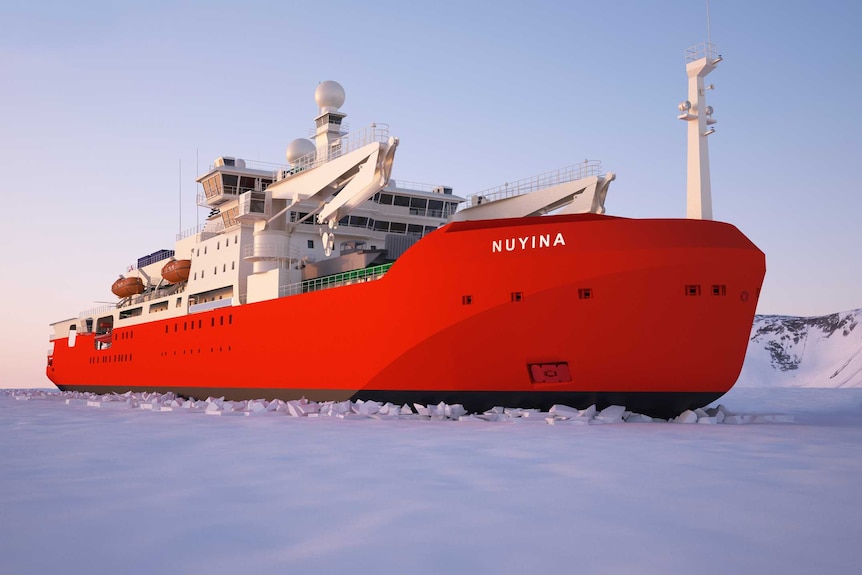 Artist's impression of new Australian icebreaker Nuyina at sea