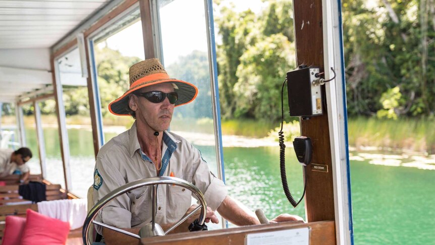 Mark Lawson on a boat