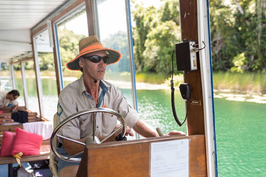 Mark Lawson on a boat