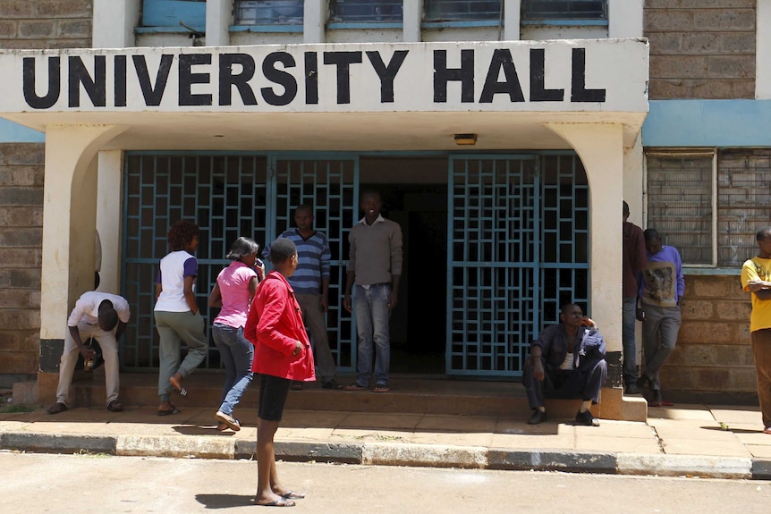 Students walk outside the University of Nairobi's Kikuyu campus