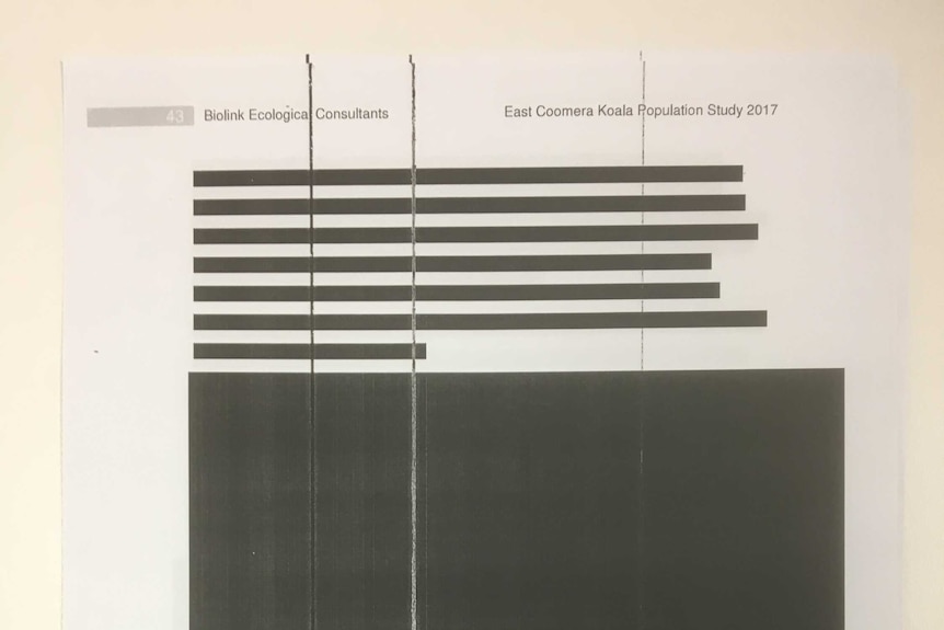 Redacted pages from the East Coomera koala report