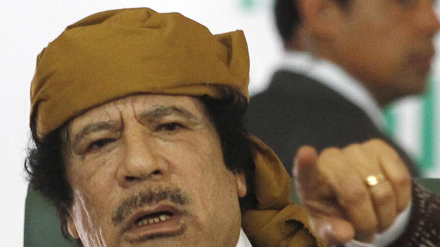 Libya's leader Moamar Gaddafi