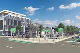 An artist's illustration of the exterior of one of the new stations on the Suburban Rail Loop.